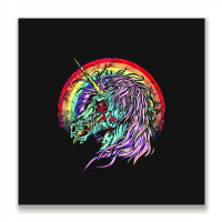 Zombie Unicorn, High Quality Microfiber, Zombie Unicorn Art, Zombie Un Metal Print Square | Artistshot