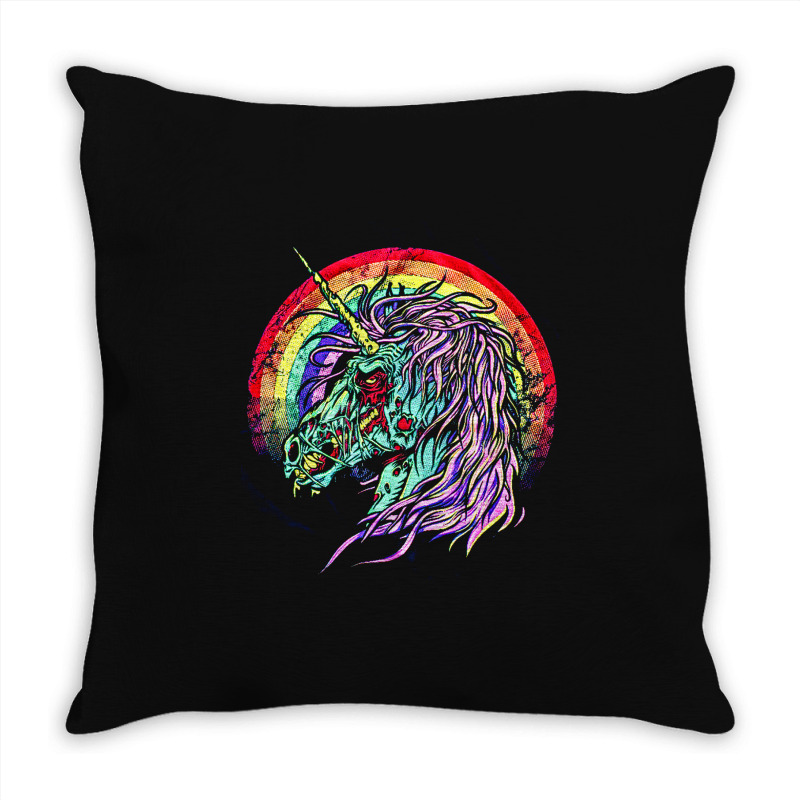 Zombie Unicorn, High Quality Microfiber, Zombie Unicorn Art, Zombie Un Throw Pillow | Artistshot