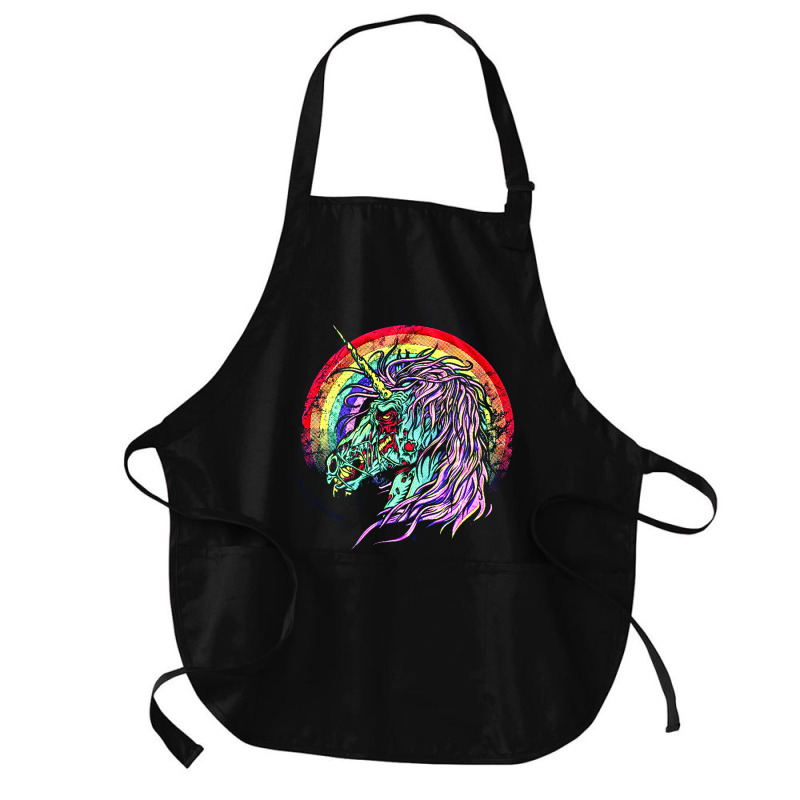 Zombie Unicorn, High Quality Microfiber, Zombie Unicorn Art, Zombie Un Medium-length Apron | Artistshot