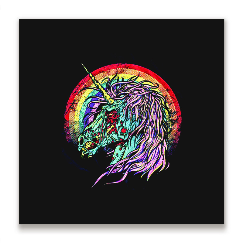 Zombie Unicorn, High Quality Microfiber, Zombie Unicorn Art, Zombie Un Metal Print Square | Artistshot