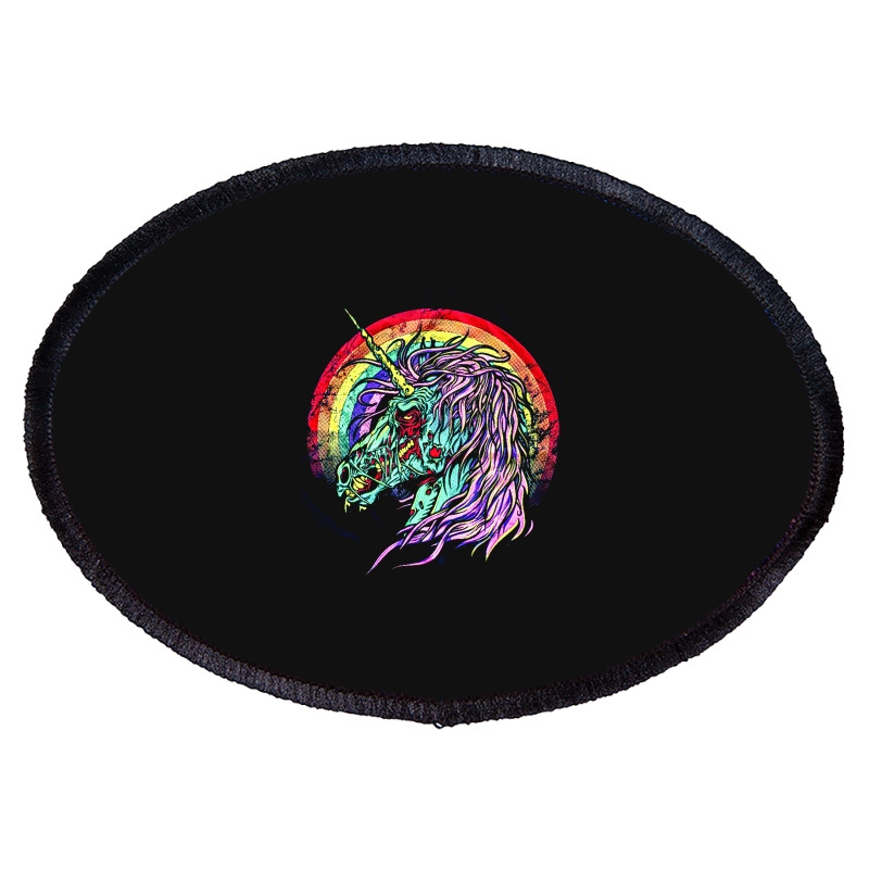 Zombie Unicorn, High Quality Microfiber, Zombie Unicorn Art, Zombie Un Oval Patch | Artistshot