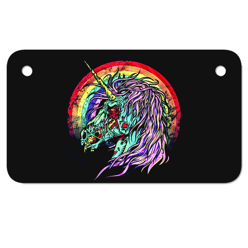 Zombie Unicorn, High Quality Microfiber, Zombie Unicorn Art, Zombie Un Motorcycle License Plate | Artistshot