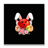 Bowling Easter Bunny Egg 2020 Rabbit Flowers Pascha Bowler Metal Print Square | Artistshot