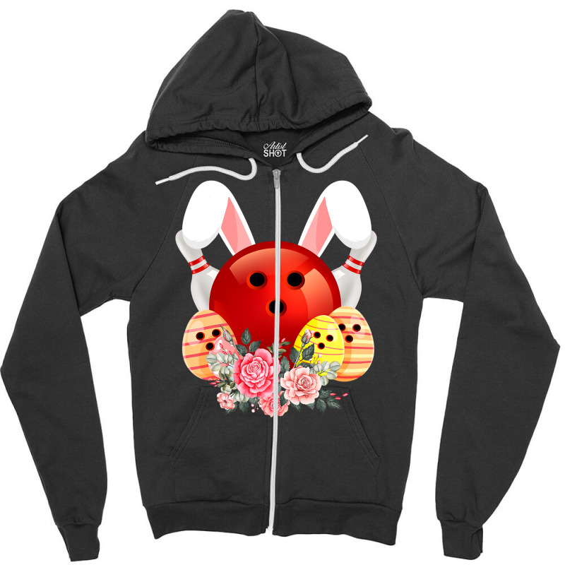 Bowling Easter Bunny Egg 2020 Rabbit Flowers Pascha Bowler Zipper Hoodie by Haley1989 | Artistshot