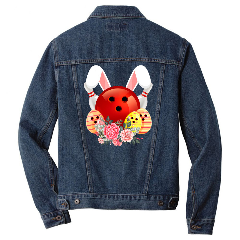 Bowling Easter Bunny Egg 2020 Rabbit Flowers Pascha Bowler Men Denim Jacket by Haley1989 | Artistshot