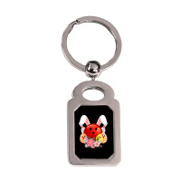 Bowling Easter Bunny Egg 2020 Rabbit Flowers Pascha Bowler Silver Rectangle Keychain | Artistshot