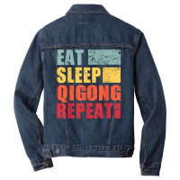 Eat Sleep Qigong Repeat T Shirt Men Denim Jacket | Artistshot