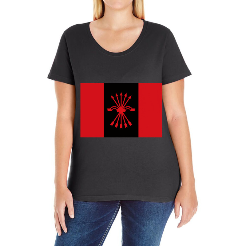 Falange Movement Flag Long Sleeve T Shirt Ladies Curvy T-Shirt by cm-arts | Artistshot