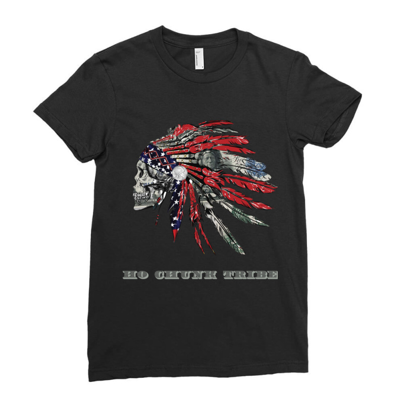 Ho Chunk Native American Indian Flag Money Headress Ladies Fitted T-Shirt by cm-arts | Artistshot