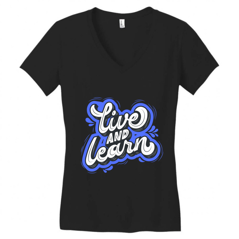 Live And Learn Blue Women's V-Neck T-Shirt by Kuwannin528 | Artistshot