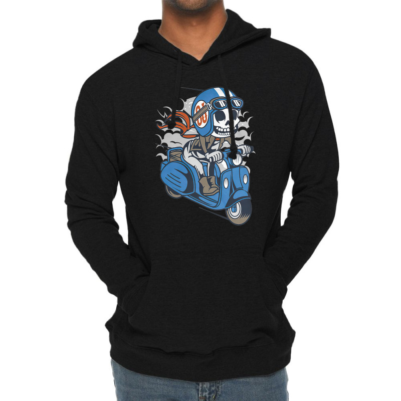 Skull Scooter, Skull, Scooter, Scooter Racing, Funny, Helmet, Motorcyc Lightweight Hoodie | Artistshot