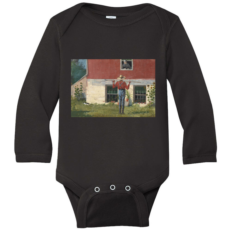 In The Garden (rustic Courtship) By Winslow Homer Long Sleeve Baby Bodysuit by atereabag | Artistshot