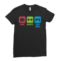 Anime, Weights, Video Games Otaku Workout Ladies Fitted T-shirt | Artistshot