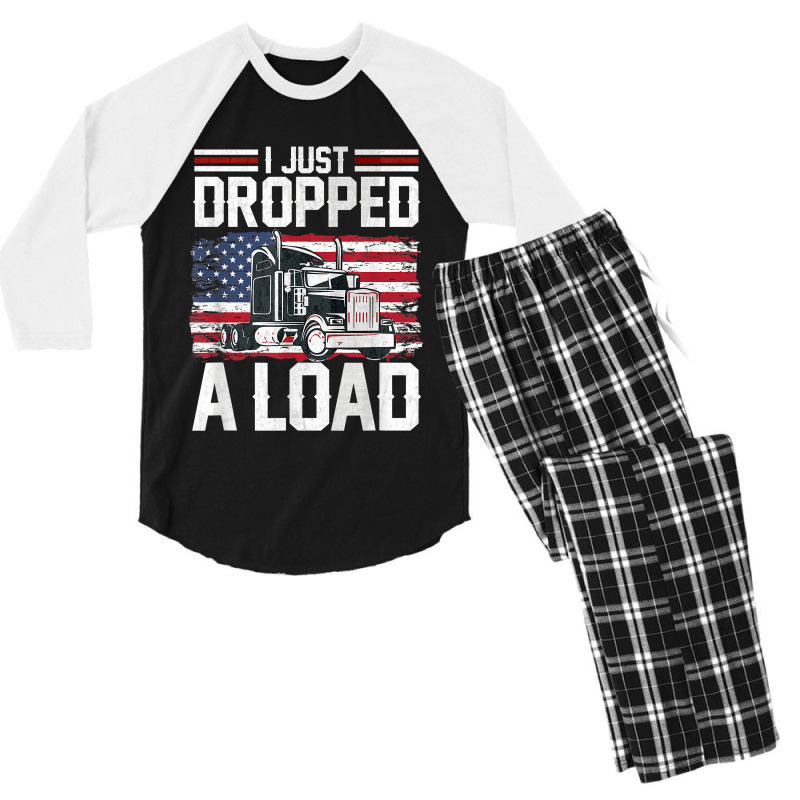 I Just Dropped A Load Funny Trucker American Flag Men's 3/4 Sleeve Pajama Set | Artistshot