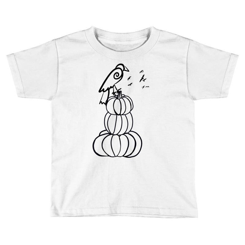 Minimalist Drawing Halloween Crow Pumpkins Fall Orange Art T Shirt Toddler T-shirt by leiseyxlmorit | Artistshot