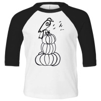 Minimalist Drawing Halloween Crow Pumpkins Fall Orange Art T Shirt Toddler 3/4 Sleeve Tee | Artistshot