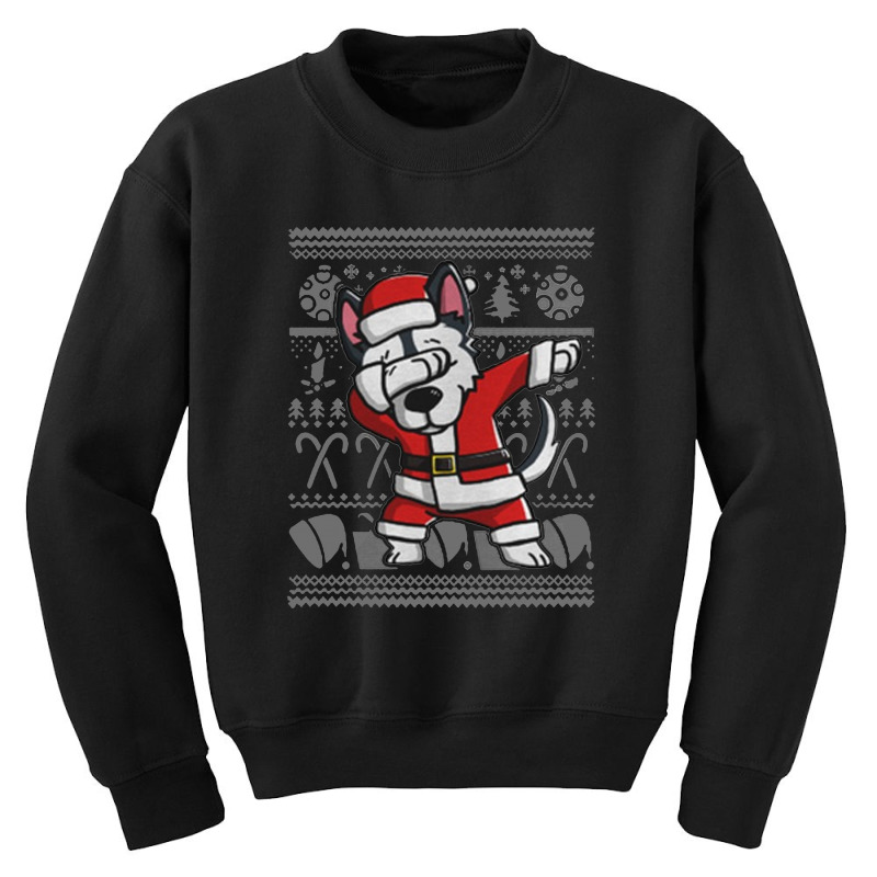 Custom Husky Dog Ugly Christmas Dab Dance Youth Sweatshirt By Syakirra ...