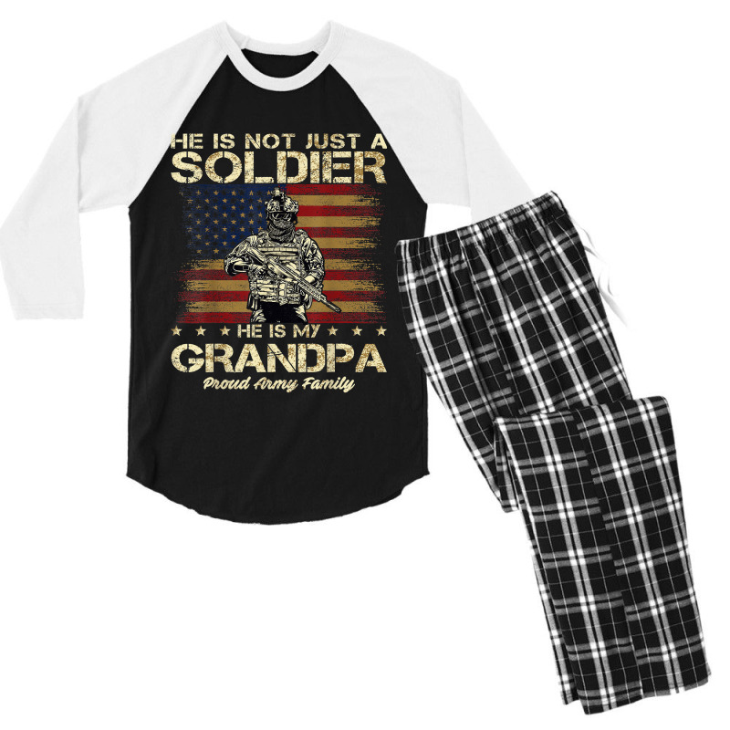 Proud Army Family He Is Not Just A Soldier He Is My Grandpa Men's 3/4 Sleeve Pajama Set | Artistshot