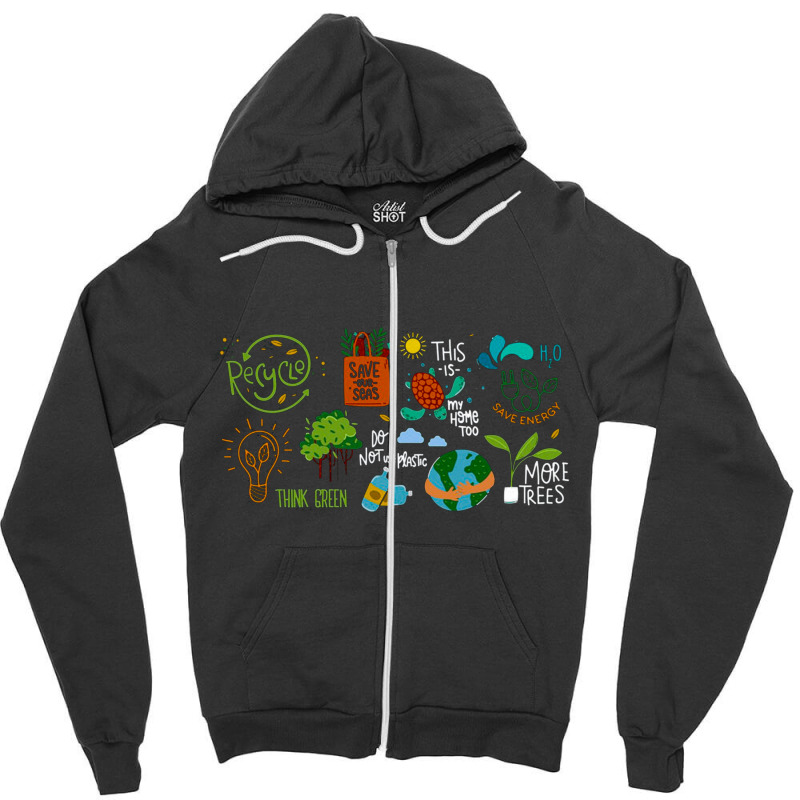 Eco Energy, Save The Planet, Global Warming, Eco Energy Art, Eco Energ Zipper Hoodie | Artistshot