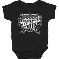 Distressed Chicago Illinois, Distressed Chicago Illinois Painting, Dis Baby Bodysuit | Artistshot