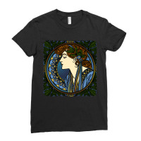 Art Nouveau Woman, L'ermitage Paul Berthon Alphonse Mucha, L'ermitage, Ladies Fitted T-shirt | Artistshot