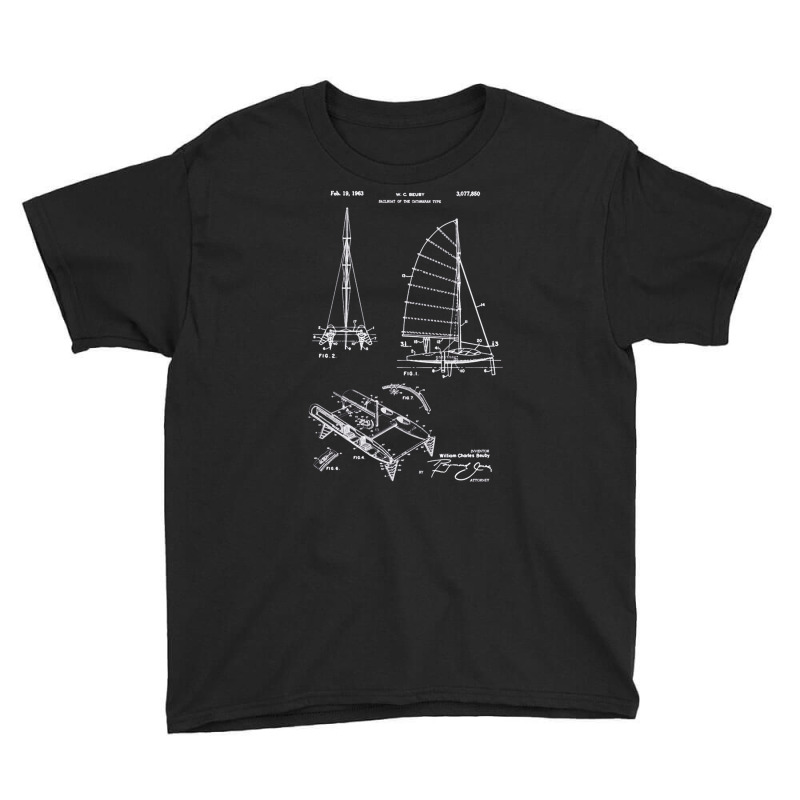 Catamaran Sailboat Patent Print, Catamaran Sailboat Patent, Catamaran, Youth Tee by SHOPUYTY | Artistshot