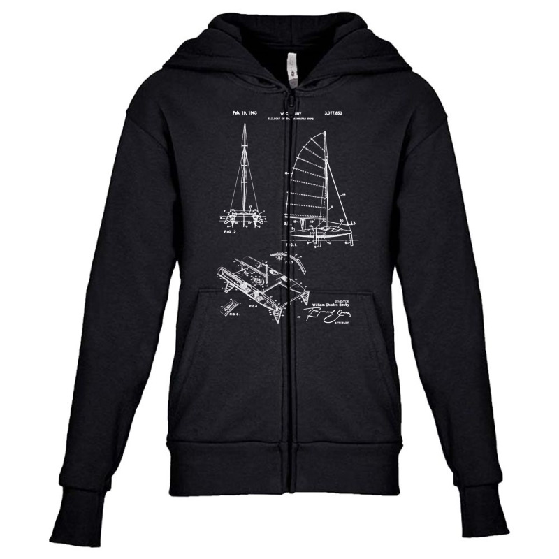 Catamaran Sailboat Patent Print, Catamaran Sailboat Patent, Catamaran, Youth Zipper Hoodie by SHOPUYTY | Artistshot