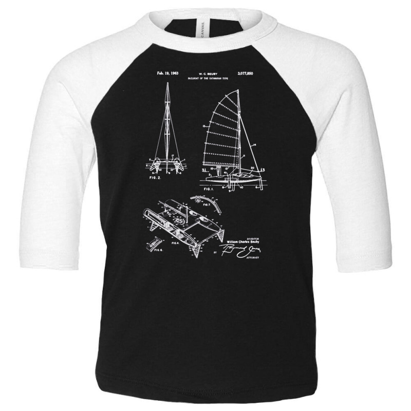 Catamaran Sailboat Patent Print, Catamaran Sailboat Patent, Catamaran, Toddler 3/4 Sleeve Tee by SHOPUYTY | Artistshot