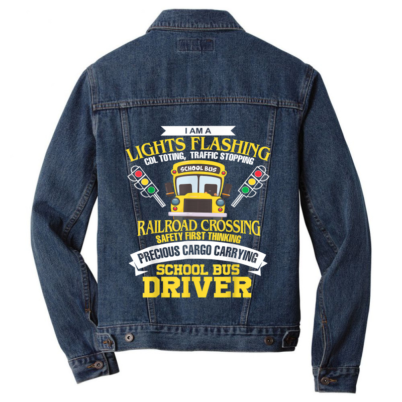 Im A School Bus Driver School Bus Driver Men Women Kids Gift Men Denim Jacket | Artistshot