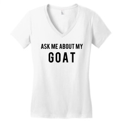 goat ask me about goat Women's V-Neck T-Shirt | Artistshot