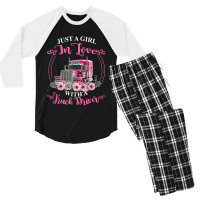 Just A Girl In Love With A Truck Driver Truck Loving Wife Men's 3/4 Sleeve Pajama Set | Artistshot