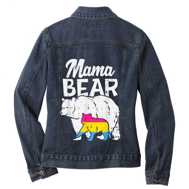 Mama Bear Pansexual Pride Pan Flag Lgbt Ally Mom Women Gift Ladies Denim Jacket. By Artistshot