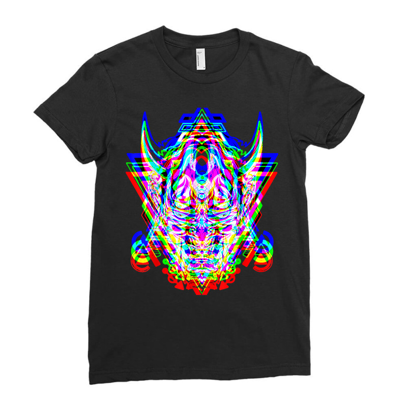 Samurai Mask Anime Demon Bushido Warrior Aesthetic Japanese T Shirt Ladies Fitted T-Shirt by cm-arts | Artistshot