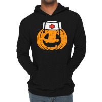 Womens Pumpkin Nurse Funny Scary Halloween Costume Rn Cna Icu Girls Lightweight Hoodie | Artistshot