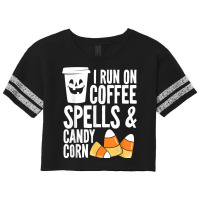 Run On Coffee Spells And Candy Corn Kids Adults Halloween T Shirt Scorecard Crop Tee | Artistshot