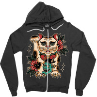 Lucky Cat, Lucky Cat Japan, Lucky Cat Art, Lucky Cat Painting, Lucky C Zipper Hoodie | Artistshot