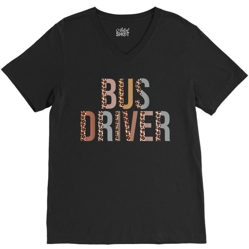 Leopard Bus Driver Supplies Funny Back To School V-neck Tee | Artistshot