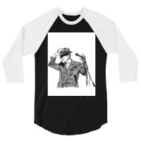 Leonard Cohen Original Hand Drawn Ink Print 3/4 Sleeve Shirt | Artistshot