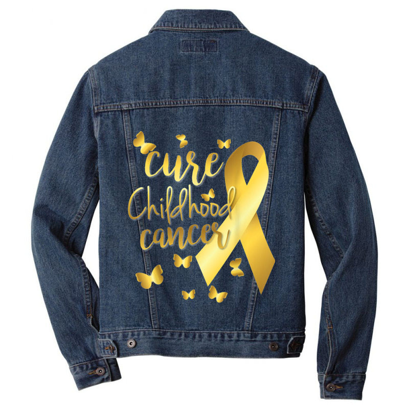 Custom Cure Childhood Cancer With Gold Ribbon Men Denim Jacket By