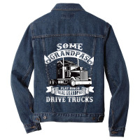 Mens Grandpa, Truck Driver Cool Gift For The Trucker Grandpa Men Denim Jacket | Artistshot