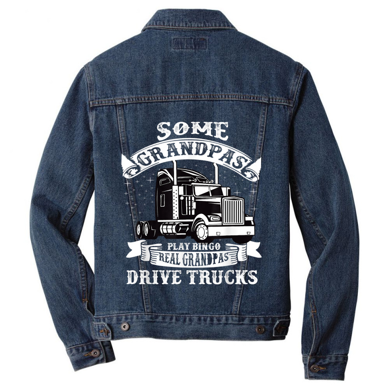 Mens Grandpa, Truck Driver Cool Gift For The Trucker Grandpa Men Denim Jacket | Artistshot