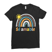 Sé Amable Spanish Bilingual Teacher Be Kind Boho Rainbow Pullover Hoo Ladies Fitted T-shirt | Artistshot