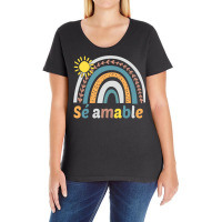 Sé Amable Spanish Bilingual Teacher Be Kind Boho Rainbow Pullover Hoo Ladies Curvy T-shirt | Artistshot