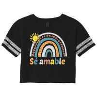 Sé Amable Spanish Bilingual Teacher Be Kind Boho Rainbow Pullover Hoo Scorecard Crop Tee | Artistshot