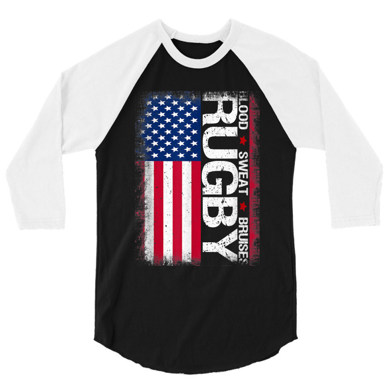 Usa Rugby American Flag Distressed Rugby 4th Of July Gift 3/4 Sleeve Shirt | Artistshot