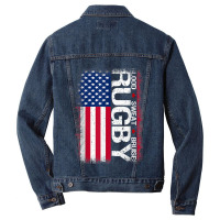 Usa Rugby American Flag Distressed Rugby 4th Of July Gift Men Denim Jacket | Artistshot