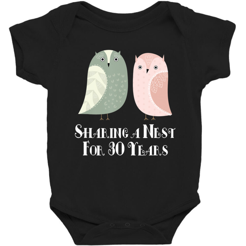 30th Anniversary His And Hers Owls Couples Baby Bodysuit by Bertrand Angulo | Artistshot