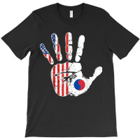 Usa South Korea Handprint Flag American Roots Proud Korean T-shirt | Artistshot