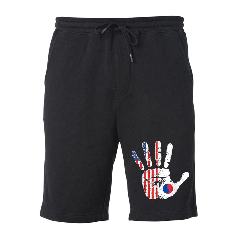 Usa South Korea Handprint Flag American Roots Proud Korean Fleece Short | Artistshot