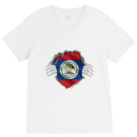 Super Belizean Heritage Proud Belize Roots Flag Pullover Hoodie V-neck Tee | Artistshot